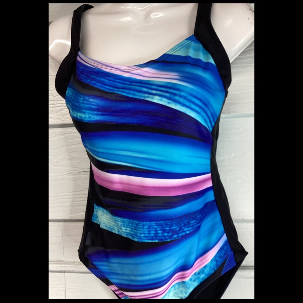 Classic Blue Brushstroke One-Piece Swimsuit - Women Swim.48 - Picture 8 of 8